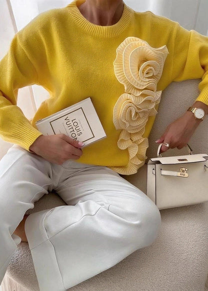 Apricot O Neck Thick Knit Sweaters Top Winter