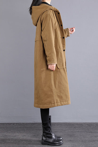 Hooded Cotton Coat Stitching Loose Cotton Coat