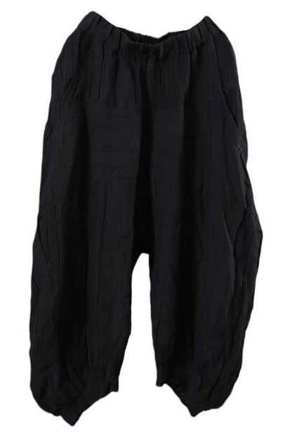 Linen Pleated Elastic Waist Pocket Lantern Pants