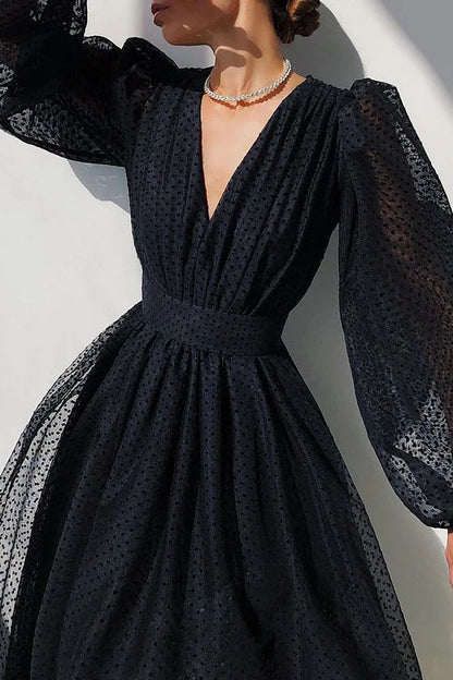 Dot Patchwork a Line Dresses