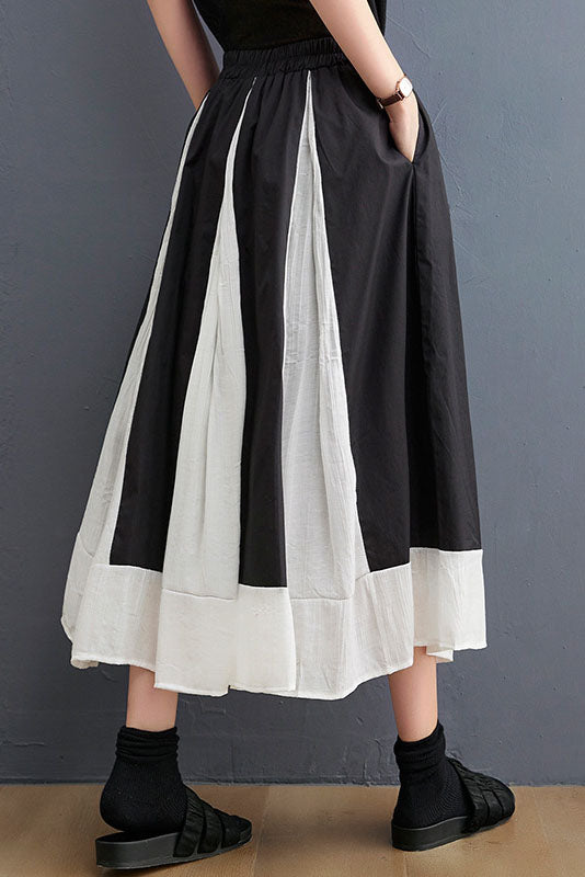 Black Loose Color Block Skirt