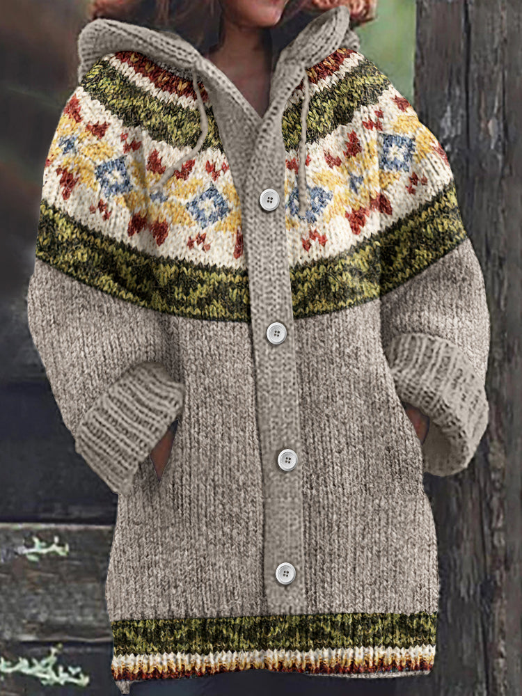 Vintage Tribal Icelandic Pattern Cardigan Sweater artswardrobe