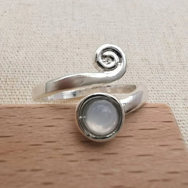 Spiral Moonstone Ring