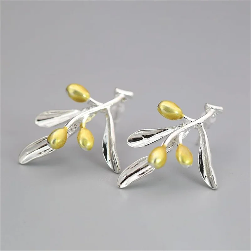 Silver Gold Beans Earrings