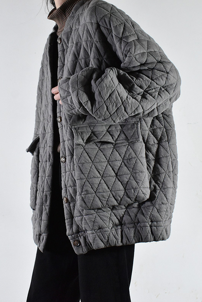 Winter Retro Rhombus Plaid Cotton Coat