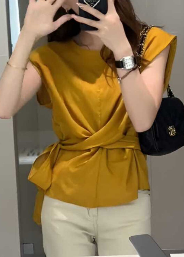 French Red Tie Waist Top Sleeveless