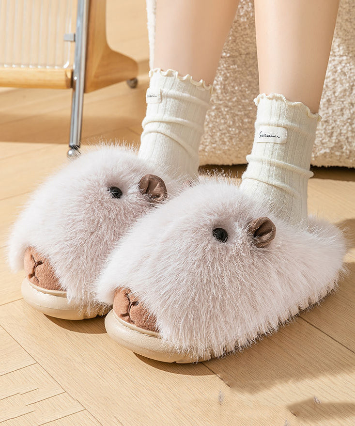 Stylish Comfy Fuzzy Fur Slippers Shoes Brown