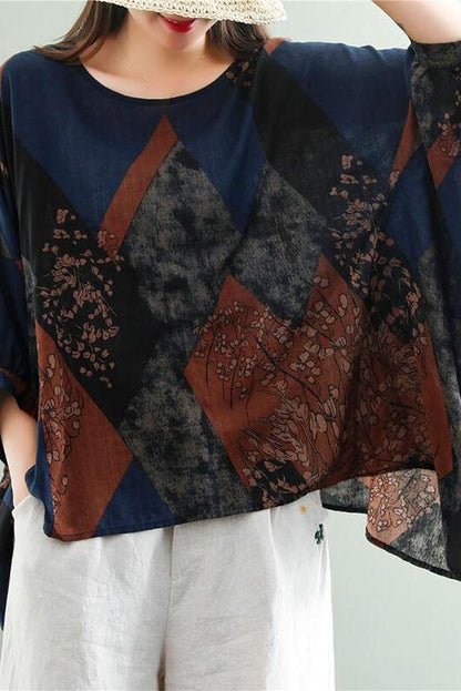 Irregular Hem Stitching Leaf T-shirt
