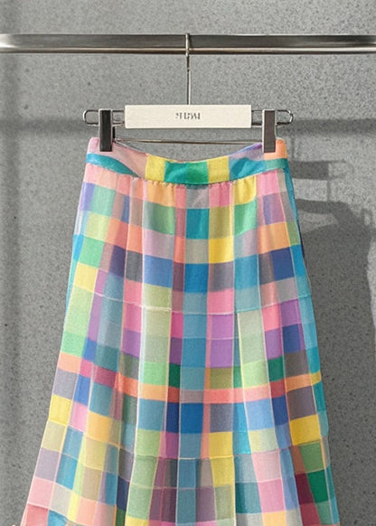 Rainbow Plaid Tulle a Line Skirts Summer