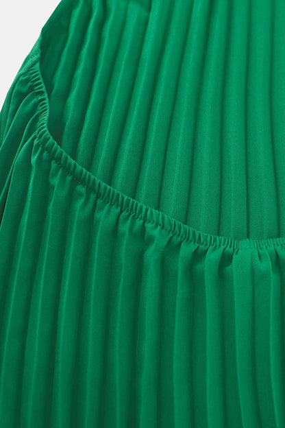 Halter Neck Pleated A-line Dress