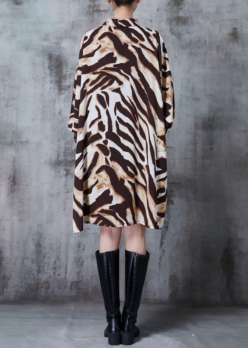Oversized Leopard Print Chiffon Long Shirts Batwing Sleeve