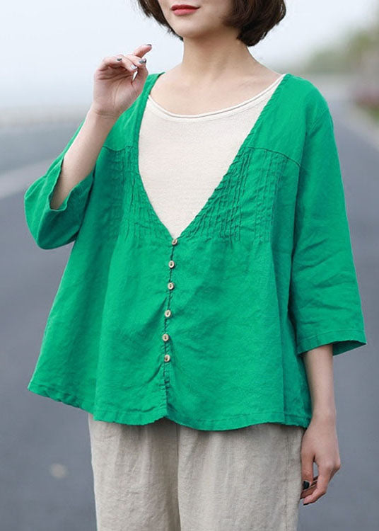 Organic Green Button Loose Fall Coat