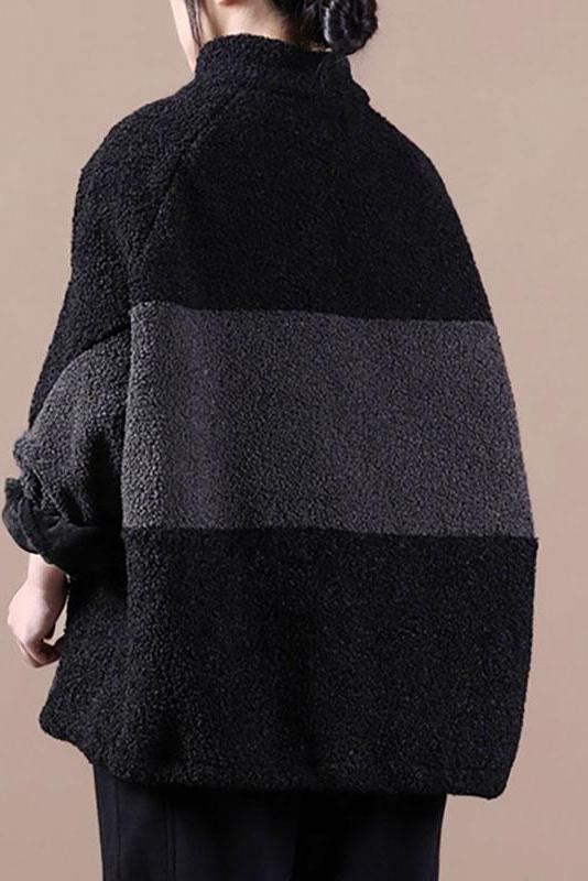 Winter Color Stitching Zipper Sweatshirt