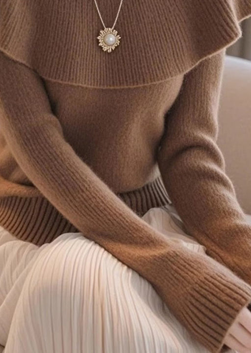 Stylish Coffee Original Design Knit Sweaters Spring