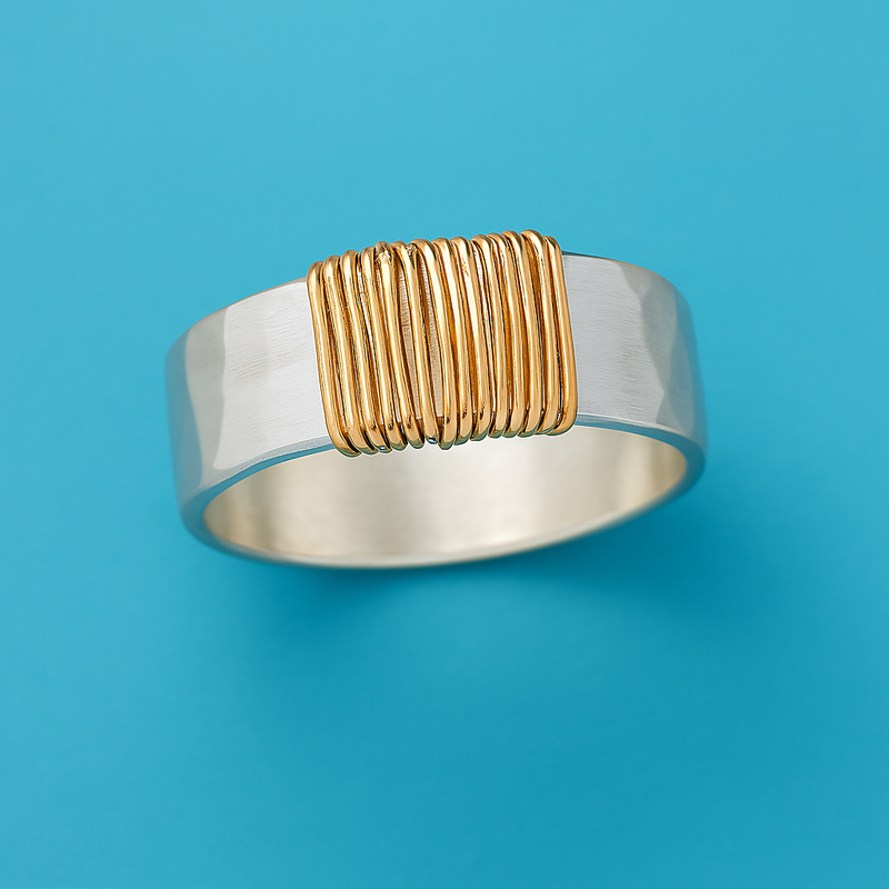 Golden Threads Silver Ring