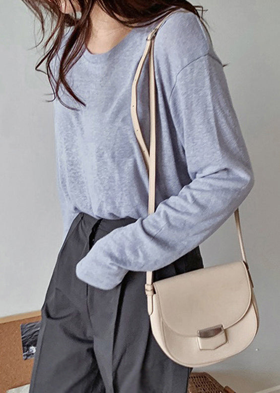 Beige O Neck Versatile Cotton T Shirts Spring