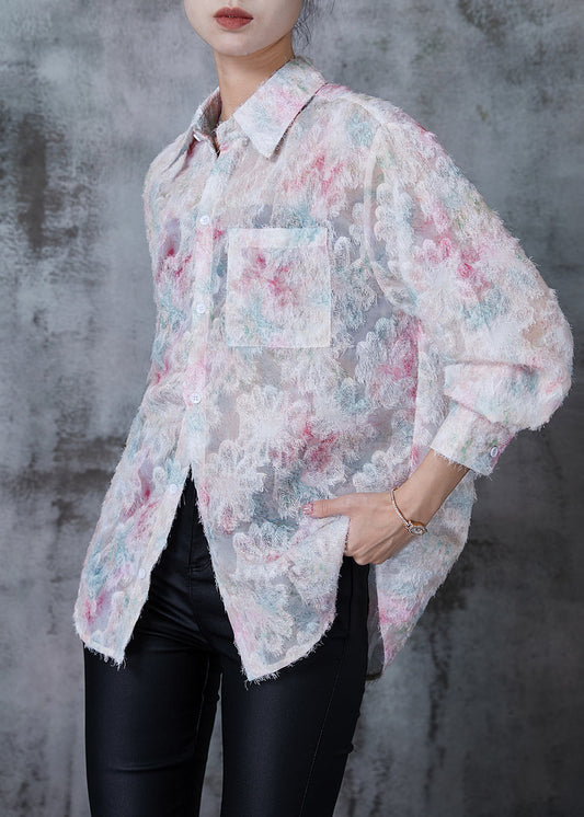 Pink Eyelash Chiffon Shirt Spring