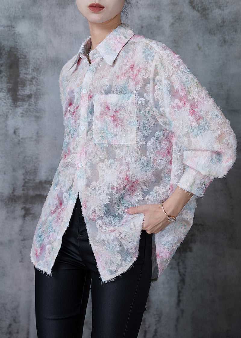 Pink Eyelash Chiffon Shirt Spring
