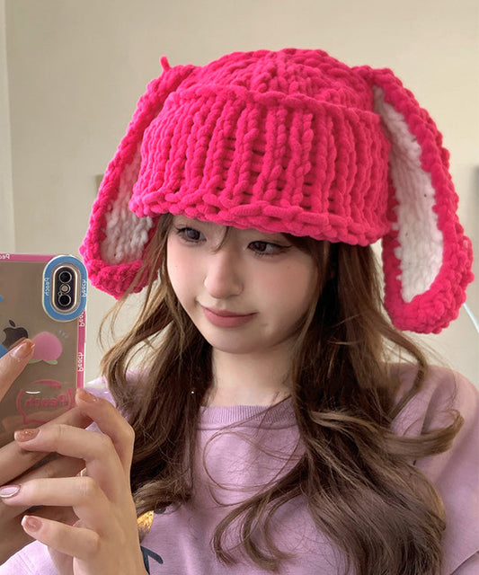 Handmade Rose Warm Knit Bonnie Hat