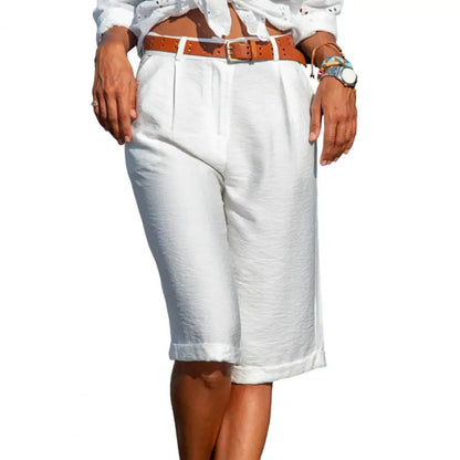 Knee-length Shorts Straight Wide Leg Sweat Absorption Lightweight Pure Color Short Sweatpants
