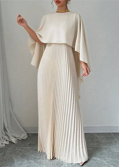 Modern Beige O-neck Maxi Dresses Spring