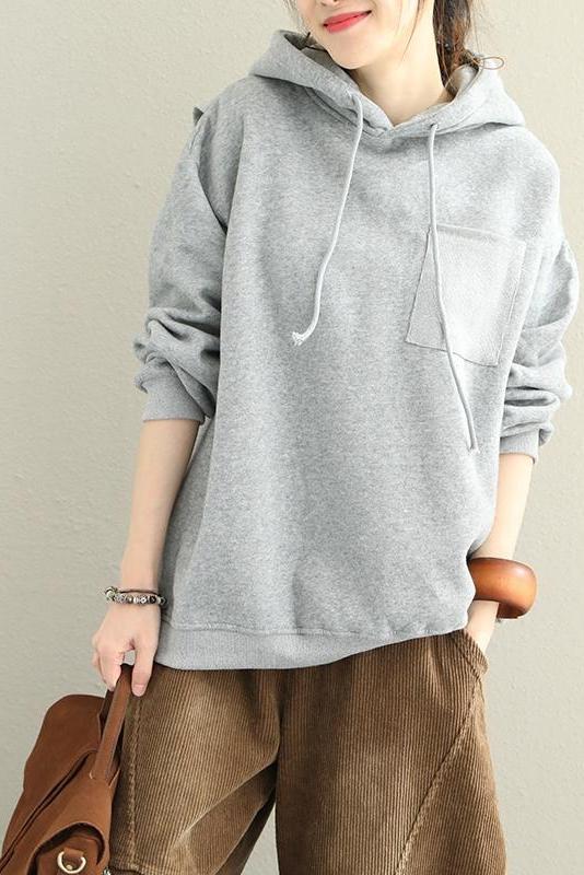 Loose Hoodie Brushed Cotton Fleece Warm Tops