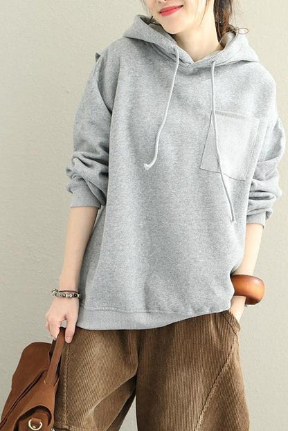 Loose Hoodie Brushed Cotton Fleece Warm Tops