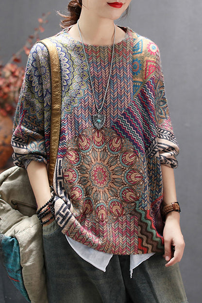 -loose Sweater Imitation Mink Velvet Print Top