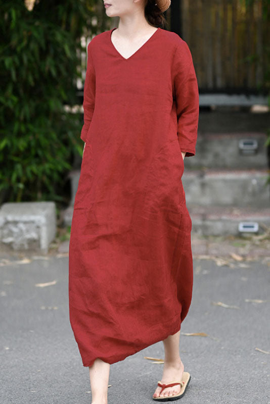 -new Red Linen Dress