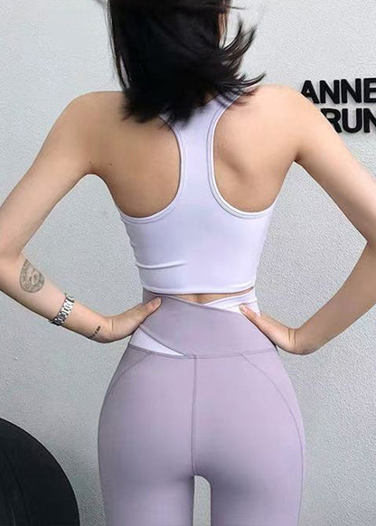 Purple Backless Sports Bra Tank Top