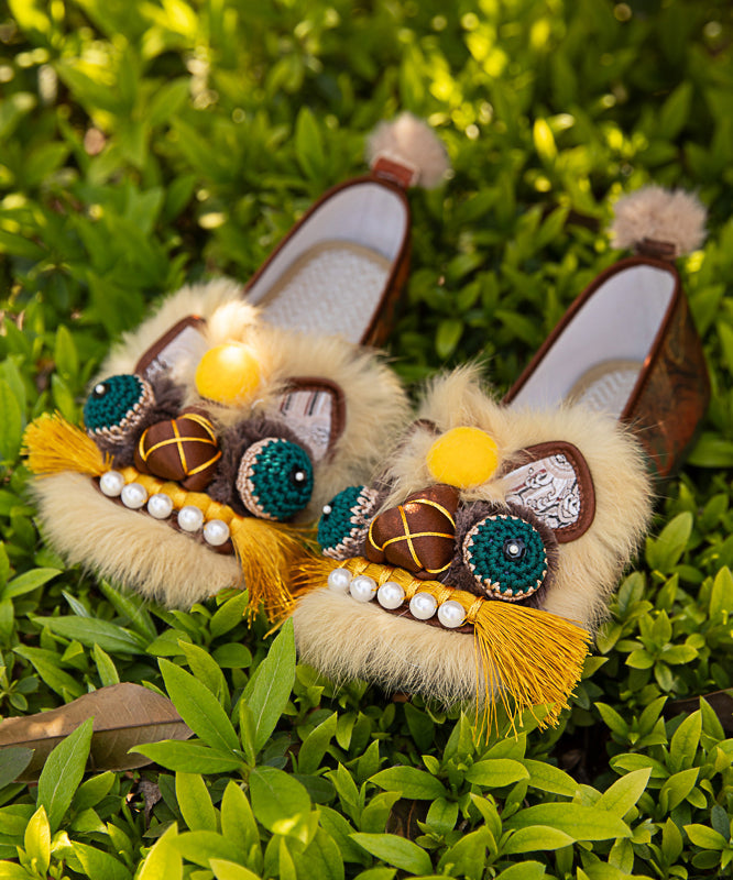 Chinese Style Handmade Flats Comfortable Tiger Head Shoes