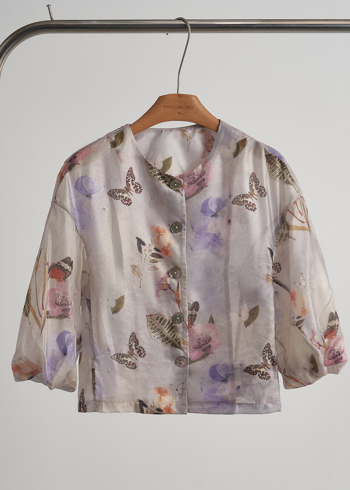 Purple Oversized Print Cotton Shirt Top Fall