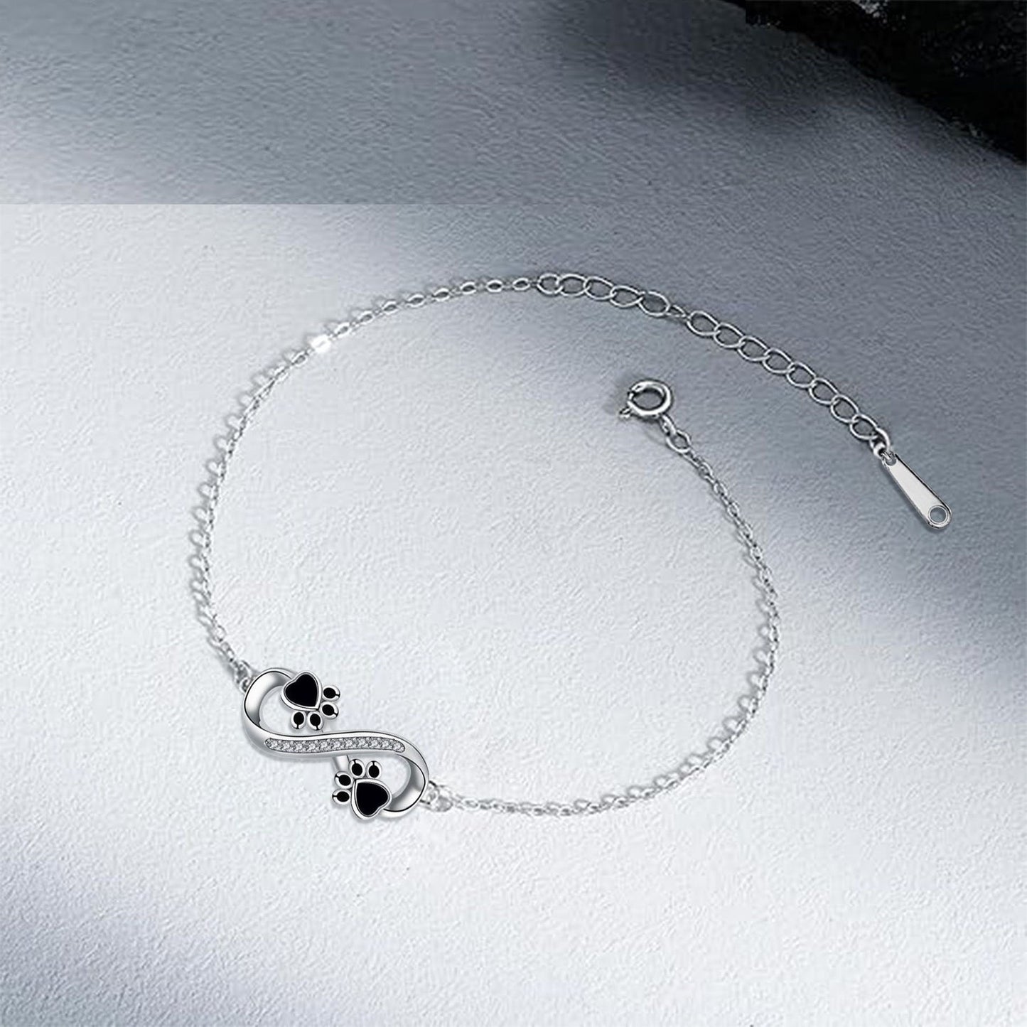 Infinite Symbol Pendant Pet Paw Bracelet With Zirconia