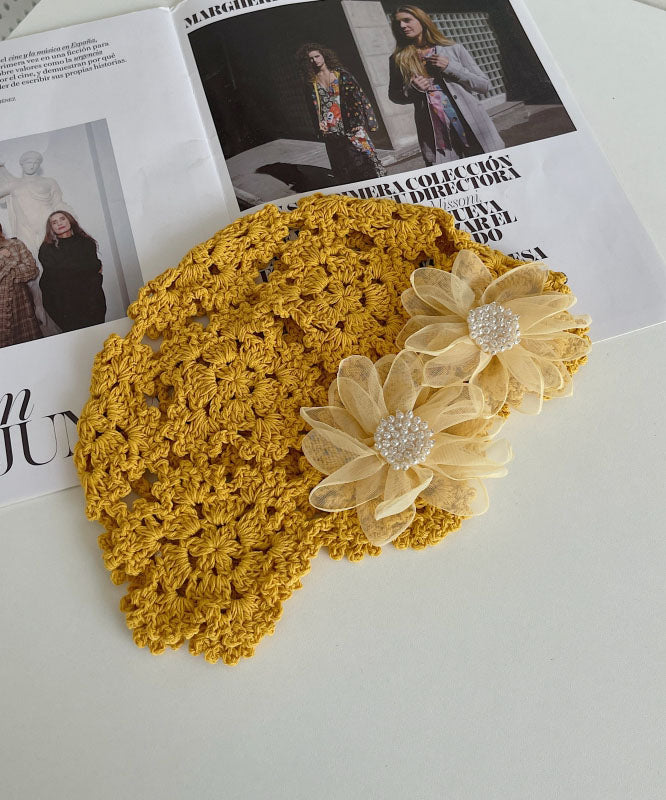 Handmade Beige Hollow Out Knit Bonnie Hat