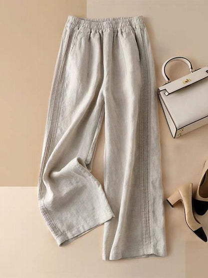 Linen-cotton Wide Pants