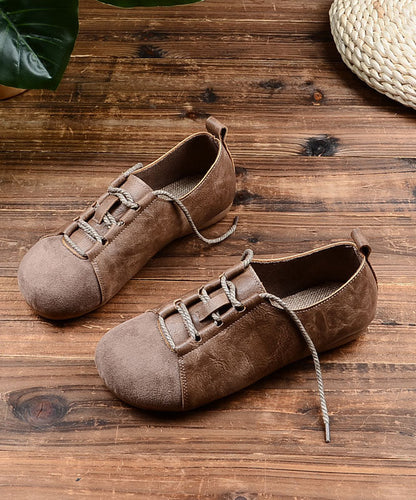 Lace Up Splicing Flat Shoes for Green Faux Leather