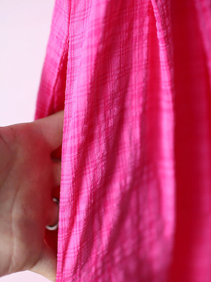 Pleated Plaid Chinese Style Dress