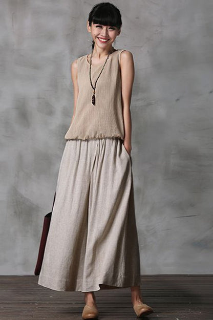 Summer Wide Leg Dress Pants Cropped Trousers