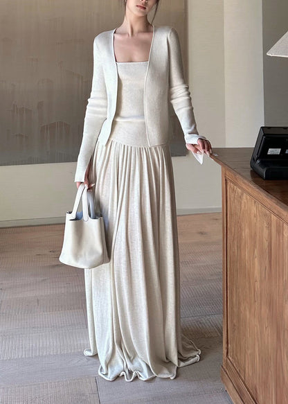 Italian Green Woolen Knit Three Piece Set Clothing Spring
