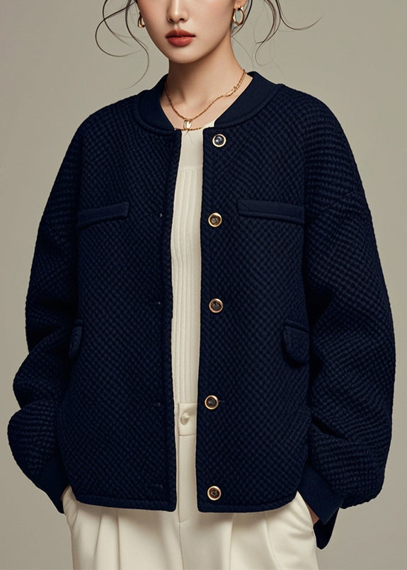 Loose Black Button Cotton Coats Winter