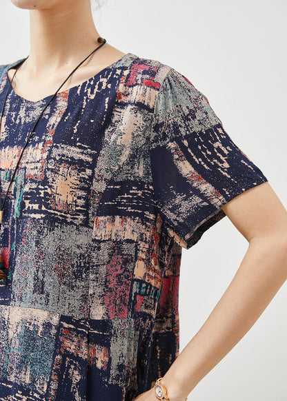 Navy Oversized Tie Dye Cotton Dress Summer
