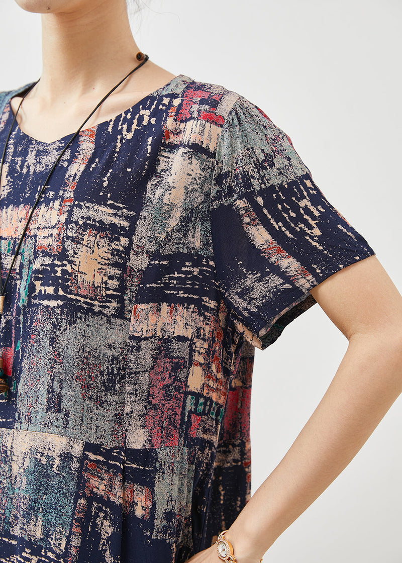 Navy Oversized Tie Dye Cotton Dress Summer
