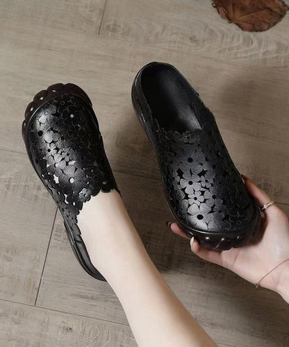 Comfy White Flat Shoes Splicing Hollow Out