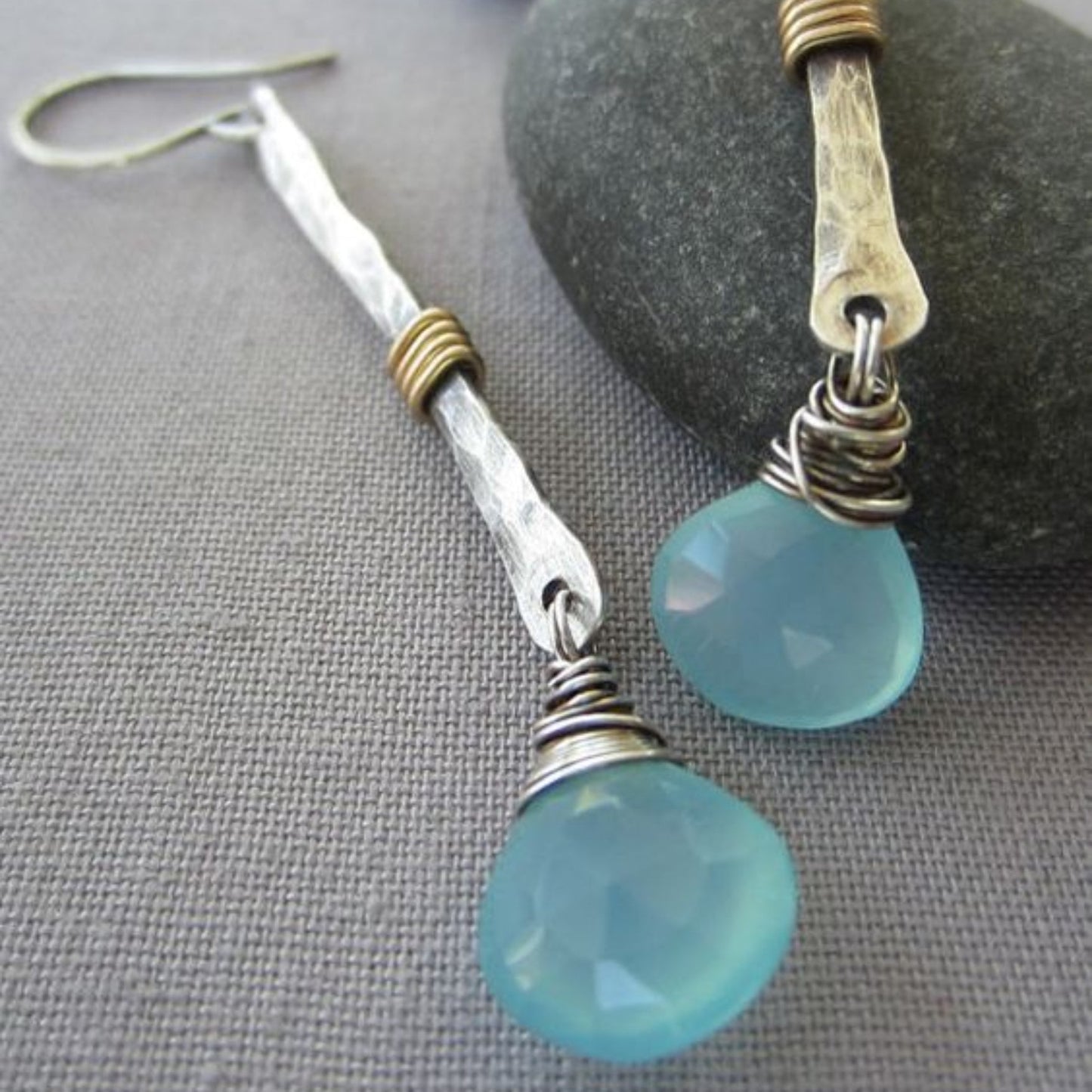Blue Stone Drop Dangling Earrings