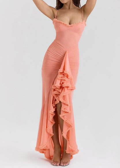 Boutique Mulberry Asymmetrical Tulle Spaghetti Strap Dress Summer