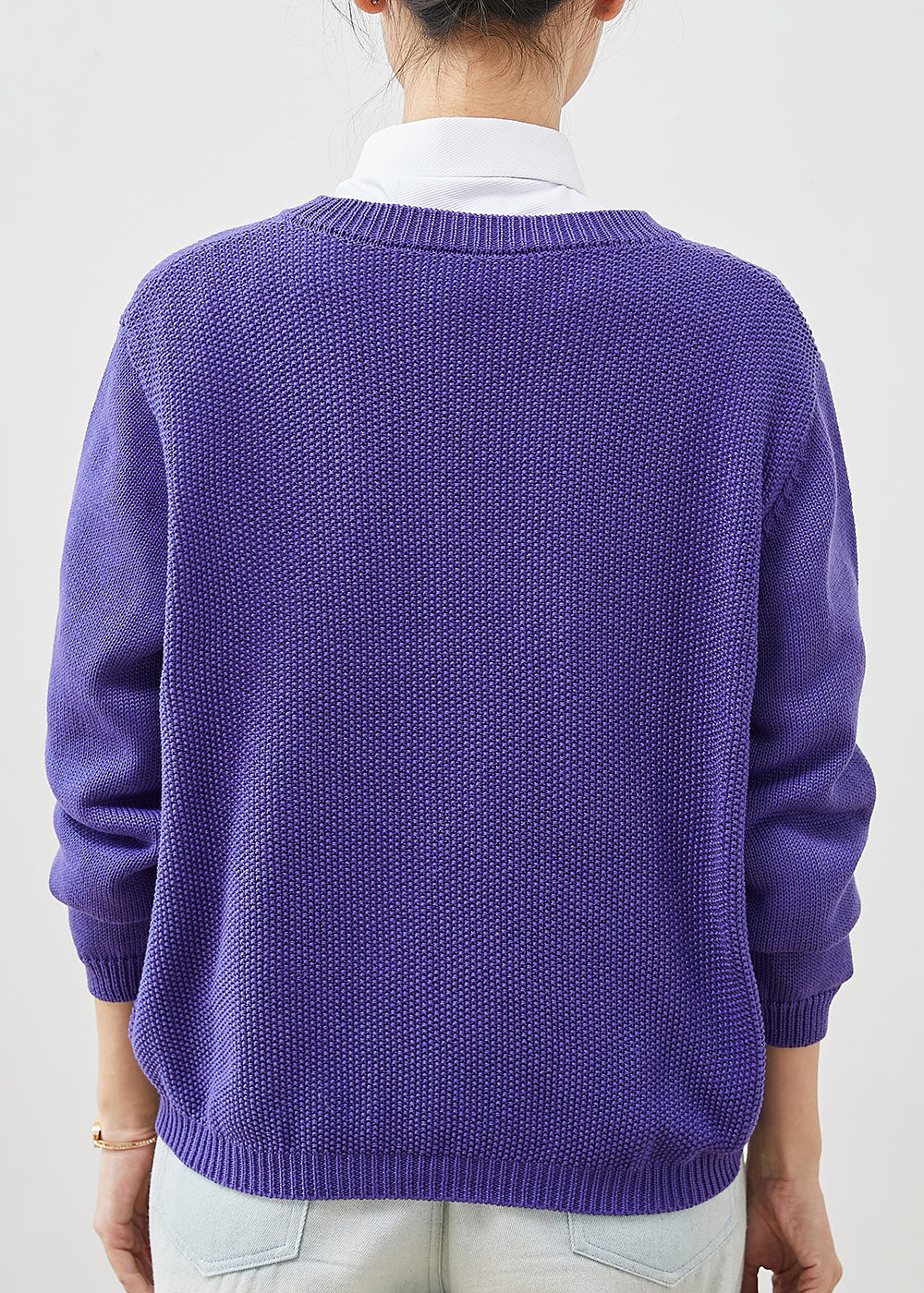 Purple Embroidered Knit Cardigans Spring