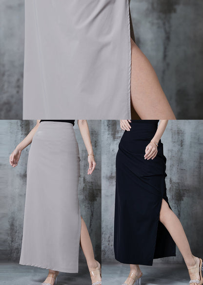 Grey Side Open Silm Fit Spandex Wraped Skirts Fall