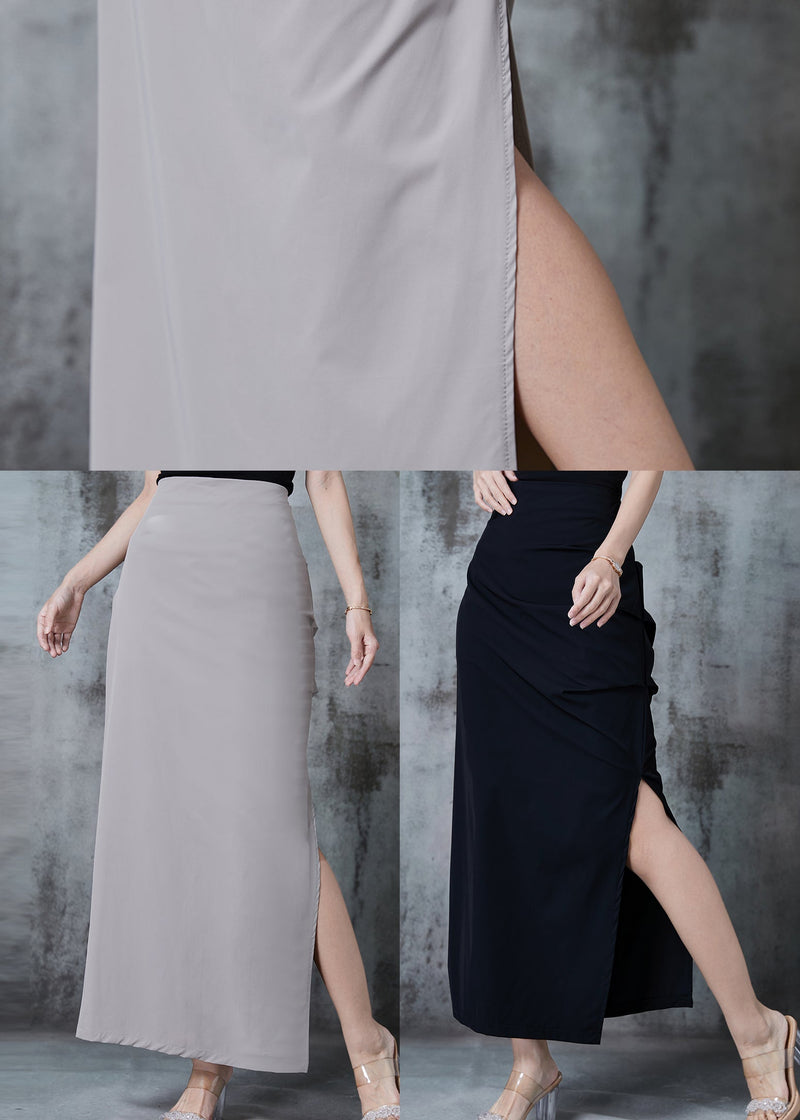 Grey Side Open Silm Fit Spandex Wraped Skirts Fall