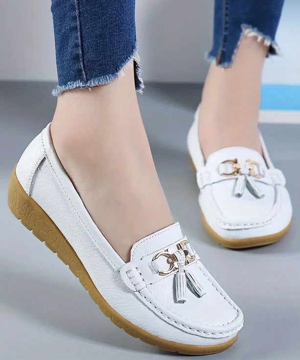 White Splicing Comfortable Loafer Shoes