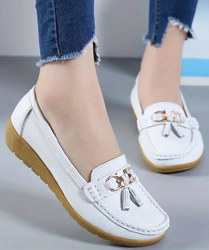 White Splicing Comfortable Loafer Shoes